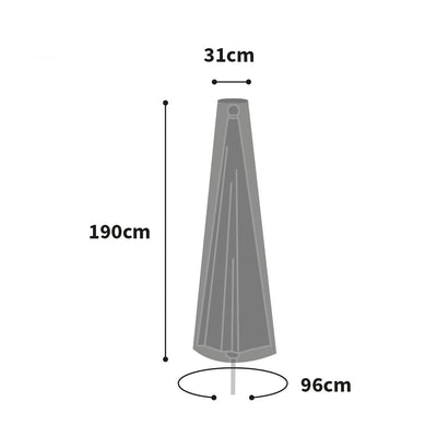 Bosmere All-Weather Extra Large Parasol Cover + Zip Grey - product dimensions