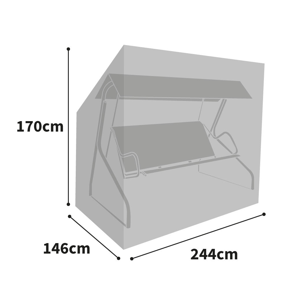 All-weather Hammock Cover - 3/4 Seat Charcoal - Product Dimensions