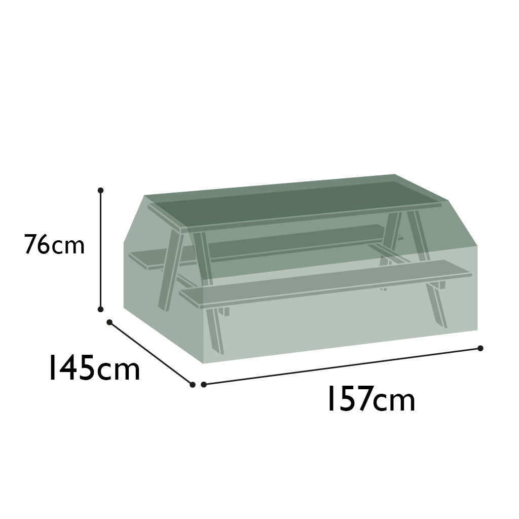 All-weather Picnic Table & Bench Cover - 6 Seat - Green - product dimensions