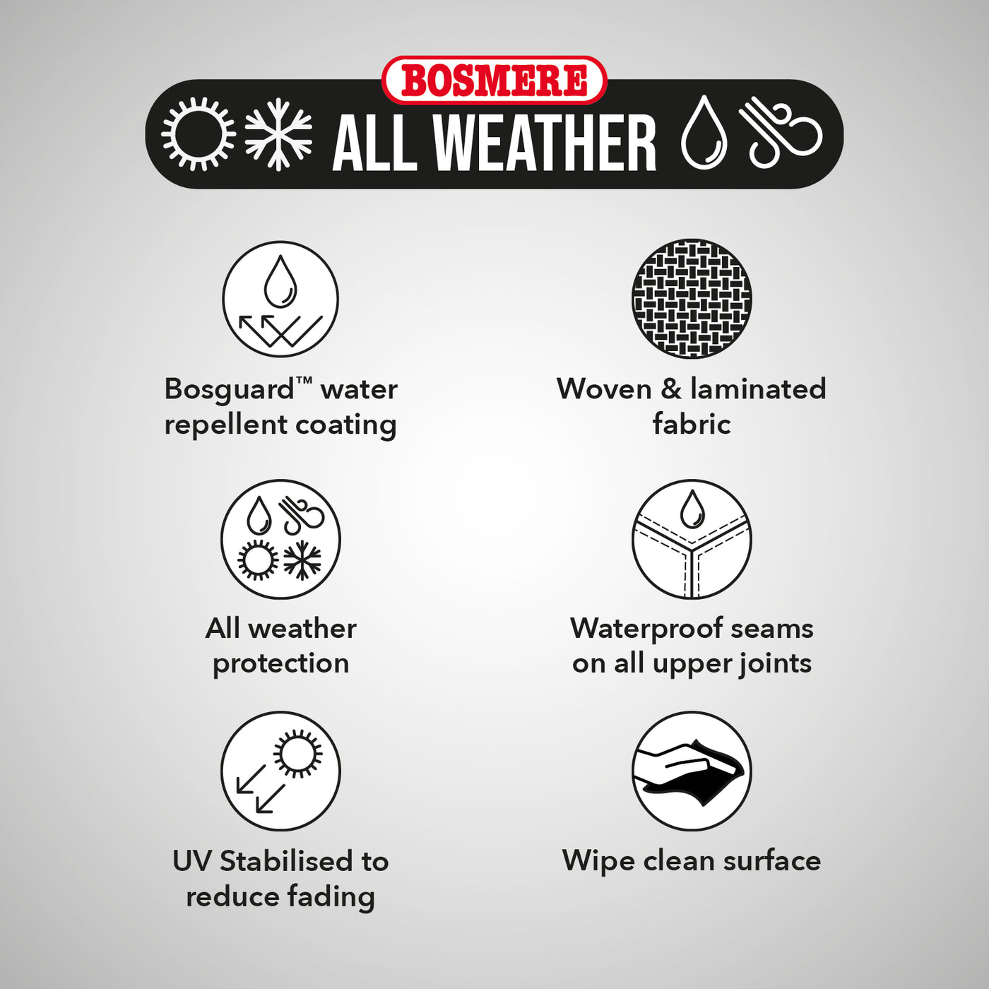 Bosmere | 1.8m Washing Line Cover | Black - USPS: water repellent coating, durable fabric, waterproof joints, UV stabilised, Wipe clean surface