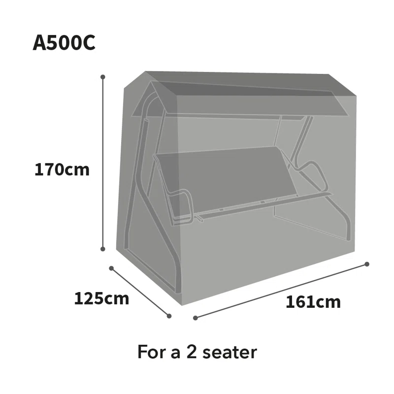 All-weather Hammock Cover  - 2 Seat Charcoal - Product Dimensions