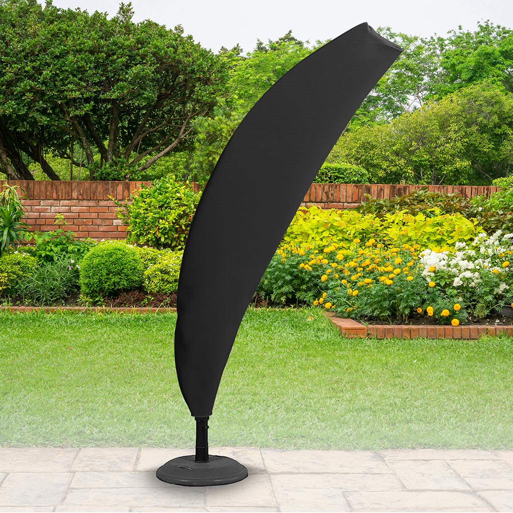 Protector 6000 Cantilever Cover - Storm Black in garden with bushes