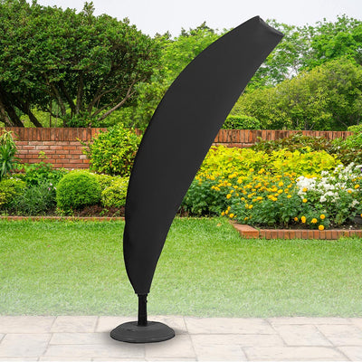 Protector 6000 Cantilever Cover - Storm Black in garden with bushes
