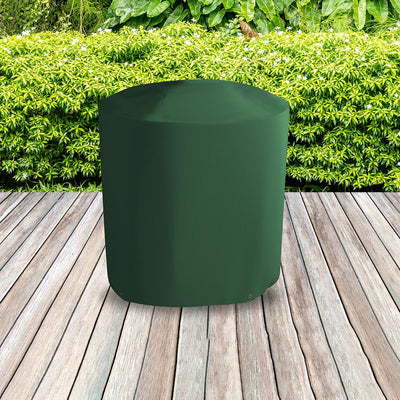 Bosmere All-Weather Kettle Barbecue Cover Green  placed in a garden on grass with plants behind 