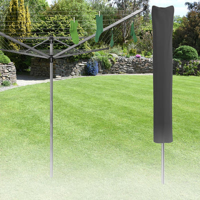 Bosmere | 1.8m Washing Line Cover | Black - placed on grass with plants behind