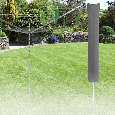 Protector 6000 Rotary Line Cover - Thunder Grey placed in a garden on grass with plants behind
